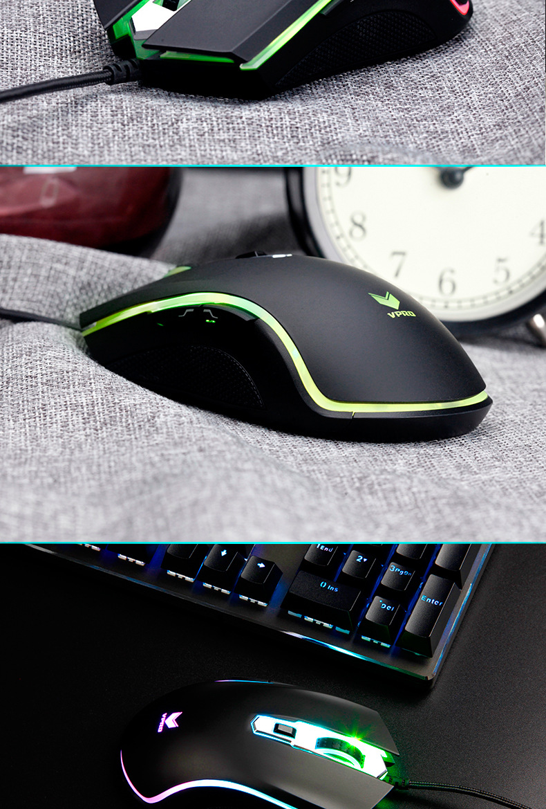 雷柏v25s有线电竞游戏鼠标吃鸡lol专用神器rgb灯光宏编程跨境热销