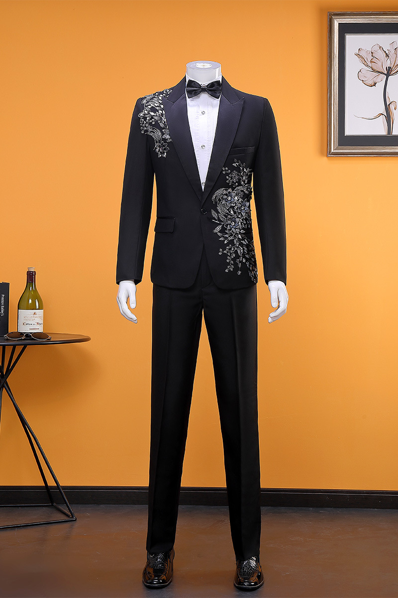艺考男西装套装歌手主持人表演主持礼服帅气西服男士合唱团演出服