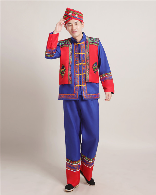 新少数民族服装男民族风成人云南彝族苗族演出服葫芦丝舞蹈服套装