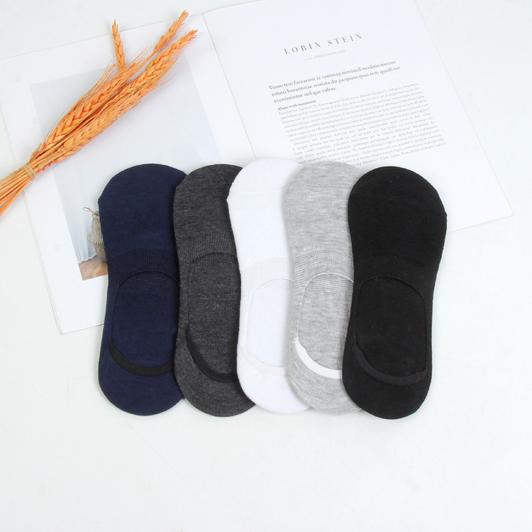 Summer Unisex Pure Color 200N Low-Cut Non-Slip Silicone Invisible Socks Cotton Socks Casual Short