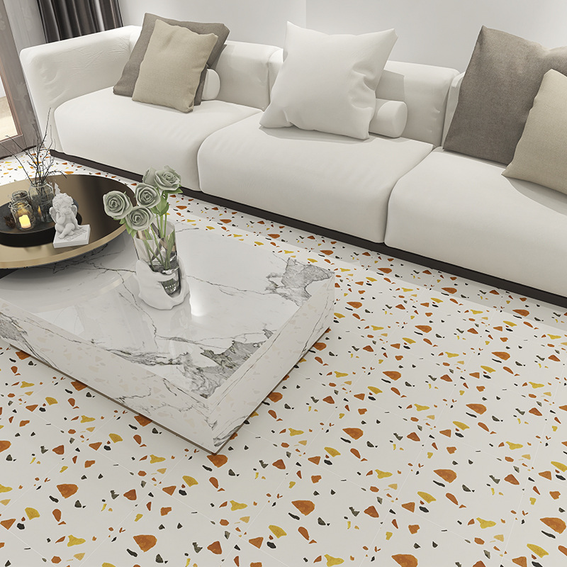 彩色水磨石瓷砖300*300餐厅火锅店粉色颗粒哑光防滑地砖批发定做