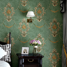 墨绿色壁纸 美式复古3D立体欧式田园客厅家用卧室背景 非自粘墙纸