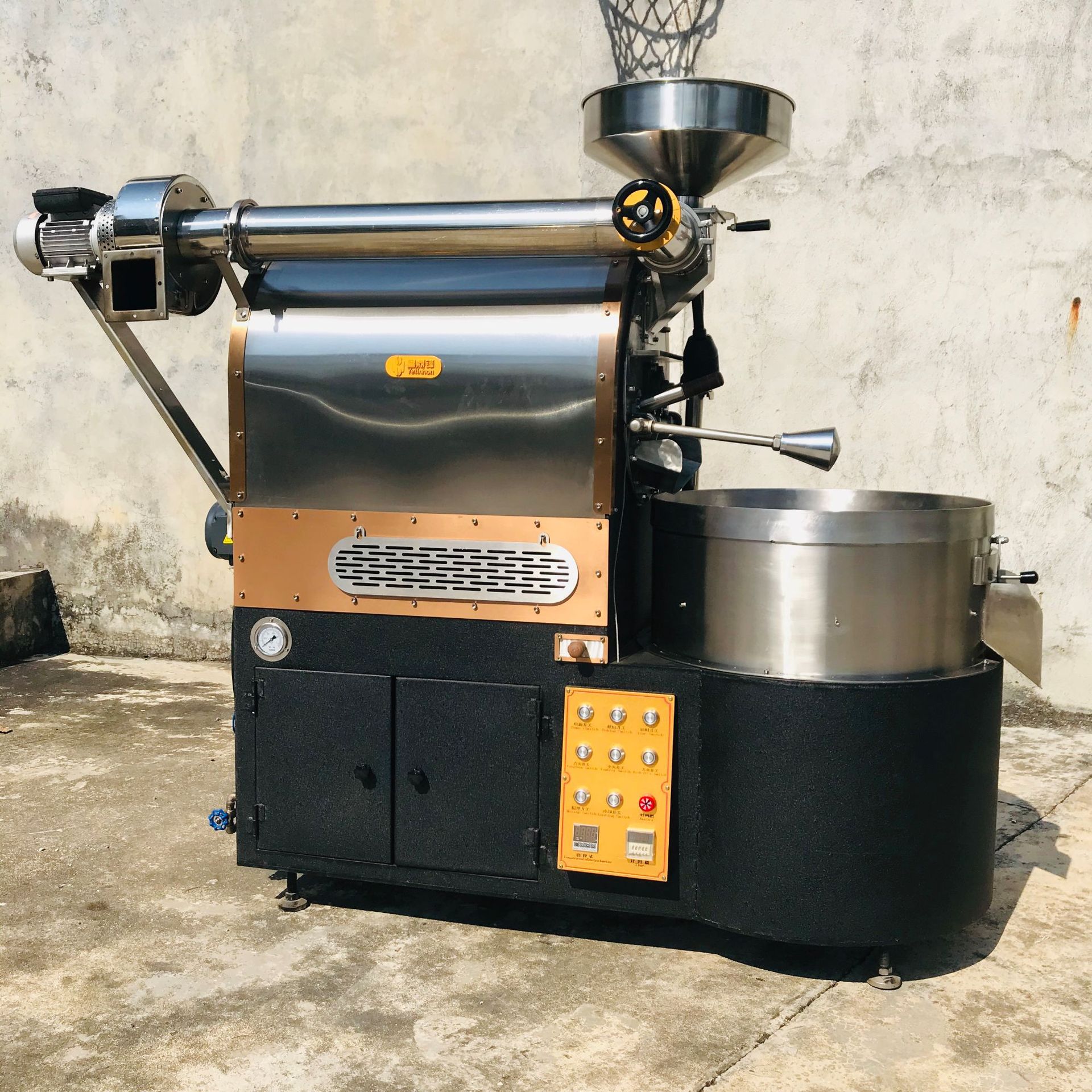 粤鼎锋咖啡烘豆机烘焙机半热风咖啡烘焙机6公斤不锈钢内锅 半直火