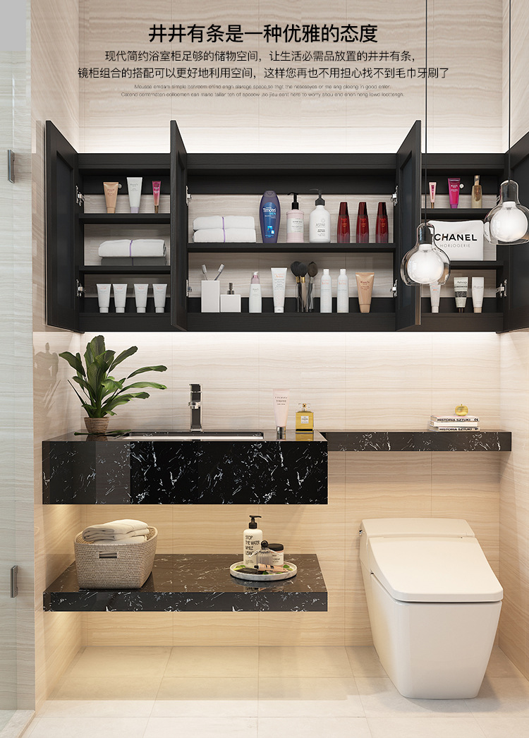 高级定制浴室柜大理石台面延长切角卫浴柜包柱子洗手盆柜任意尺寸