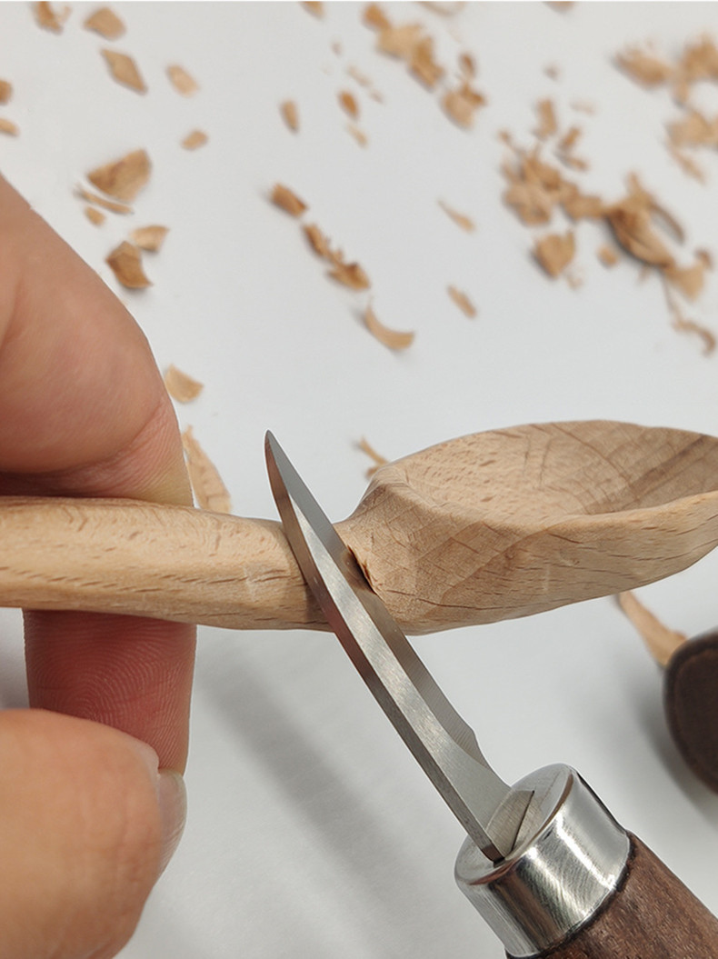 厂家直销5件套圆柄胡桃木雕刻刀削木刀 刮木刀勺子