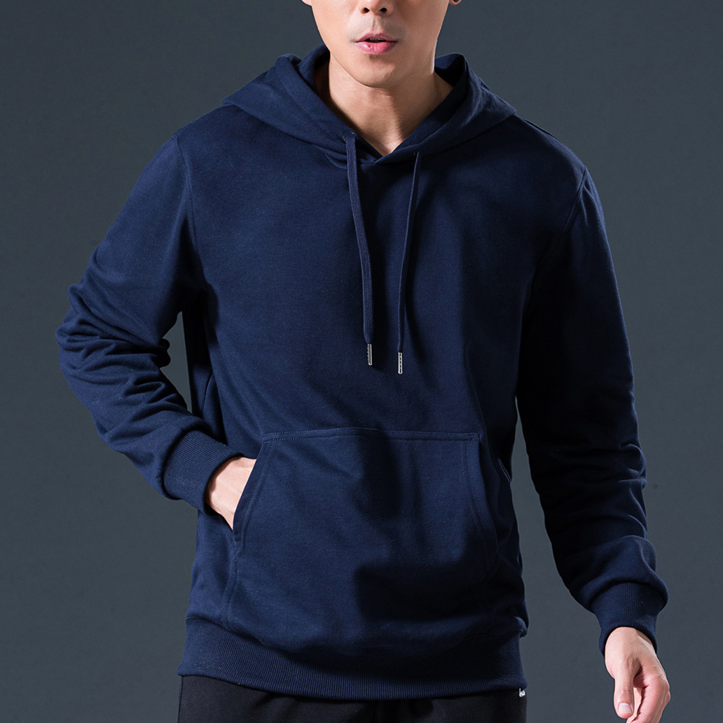 New Autumn/Winter Hooded Sweater Men's Sports Loose Solid Color Terry Autumn and Winter Business Attire Wholesale Sweater