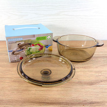 家用耐热钢化玻璃锅 可微波炉玻璃煲 透明带盖耐高温汤煲批发礼品