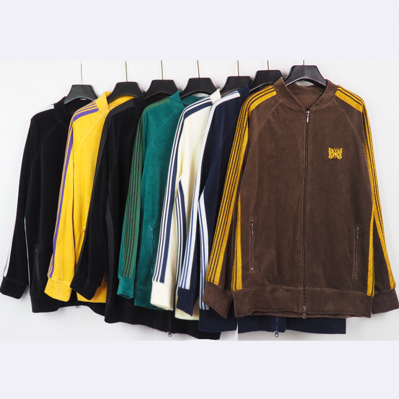 needles 蝴蝶刺绣边织带丝绒夹克休闲运动外套