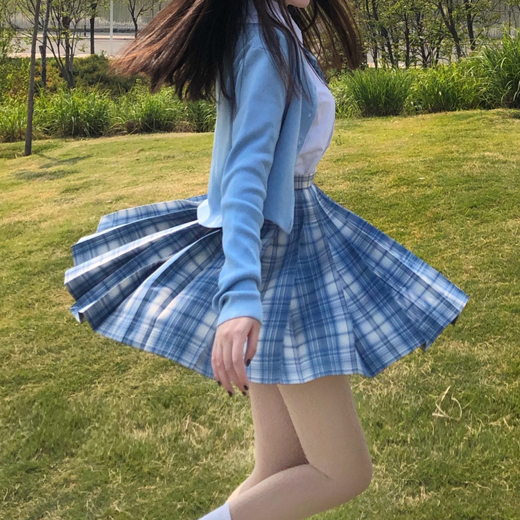 日系学院高腰格子【北海】格裙 jk制服裙 半身裙 百褶裙百折裙