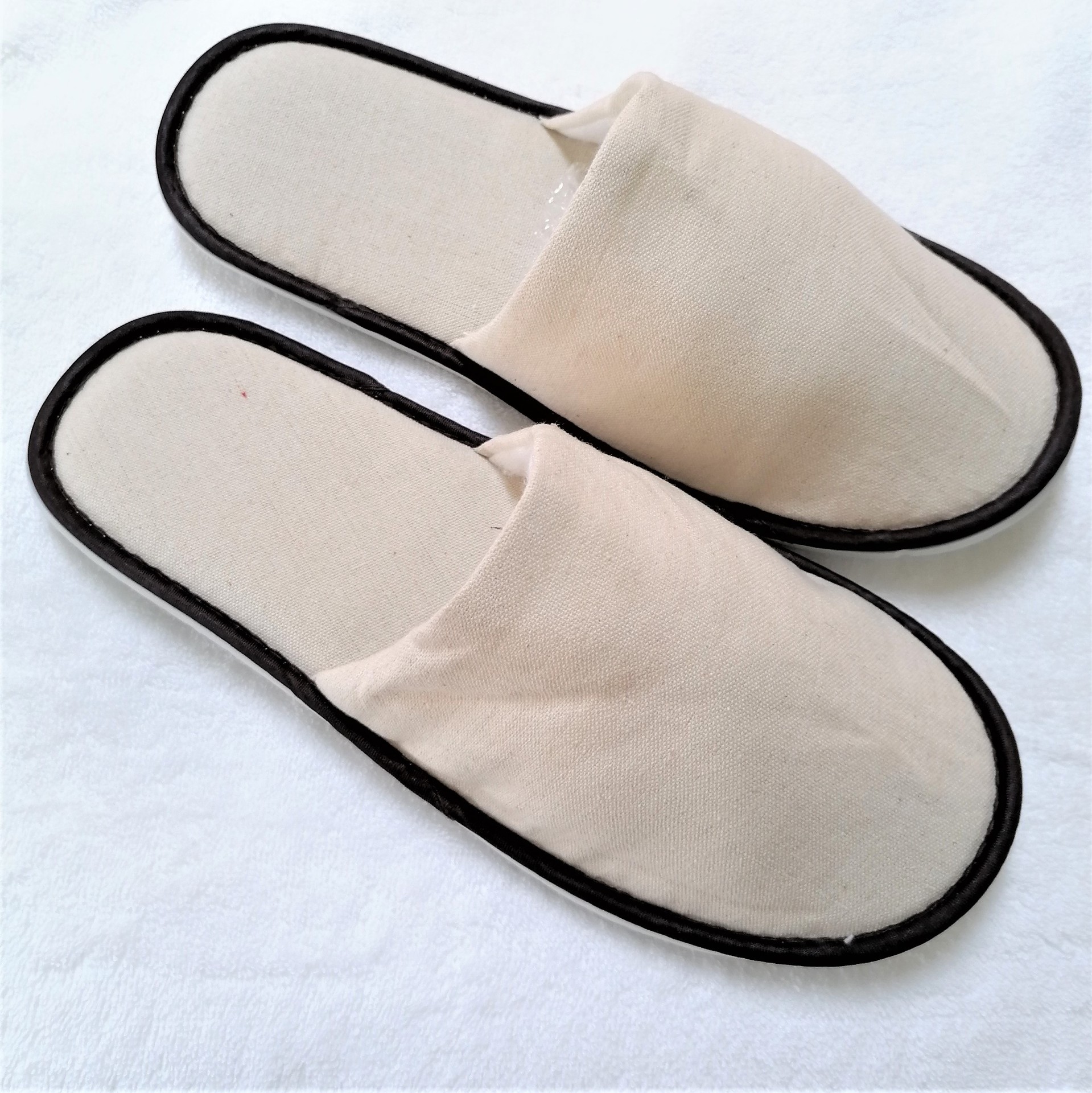 酒店民宿拖鞋定制logo米黄天然色麻布棉麻一次性防滑厚底开口包头