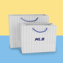 新款条纹MLB纸袋子T恤包包礼品盒礼品袋羽绒服纸袋卫衣纸袋现货