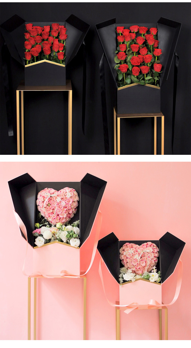 双开蝙蝠侠鲜花礼盒抖音礼物花盒鲜花束包装盒惊喜盒子浪漫情人