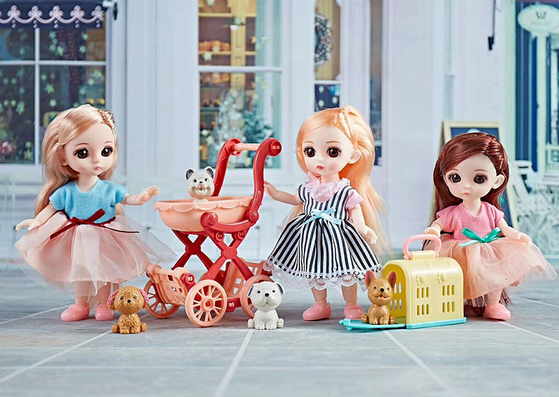 雅斯妮6368-1悠闲时光祖丽莎女孩换装娃娃婴儿推车宠物过家家玩具