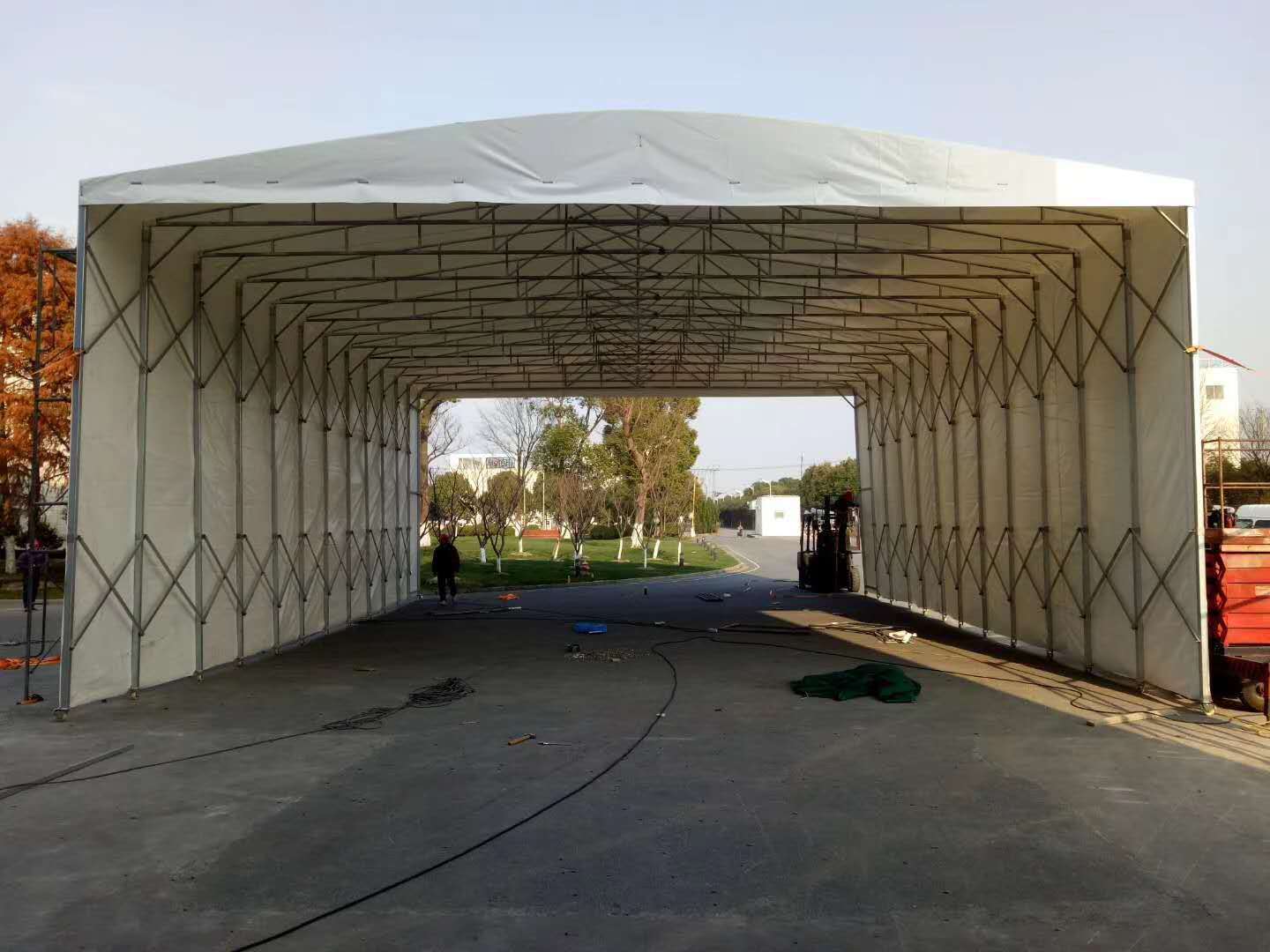 移动推拉篷活动棚伸缩推拉雨篷遮阳棚厂房室外物流仓库防雨遮阳蓬