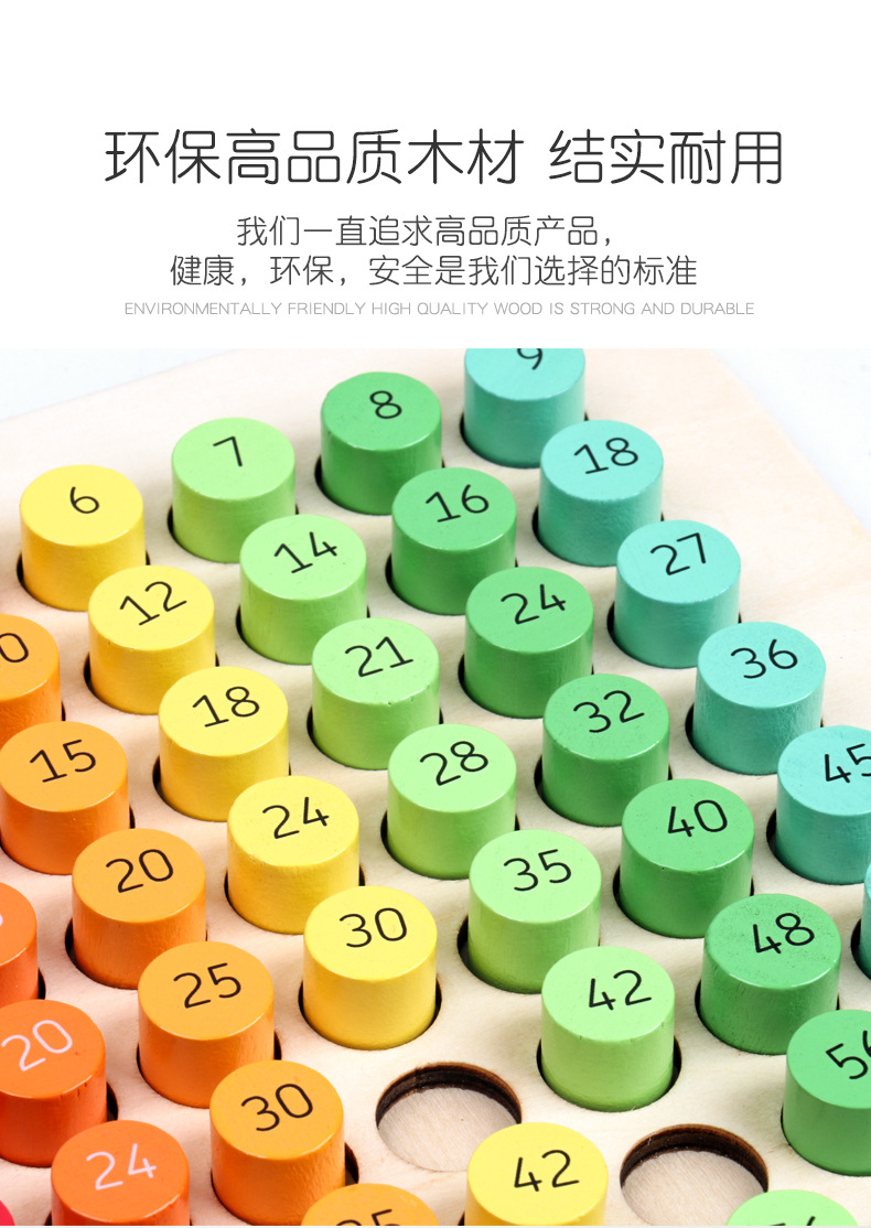 儿童乘法口诀表木质九九乘法表数学小学算术乘法板教具厂家直供