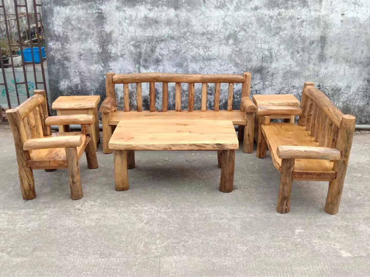 原生态家具实木沙发组合香樟木茶几客厅接待小户型沙发简约田园风