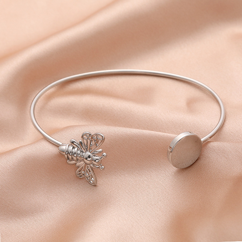 韩版925银开口手镯 时尚潮流女士小蜜蜂手镯情人节礼品定制批发