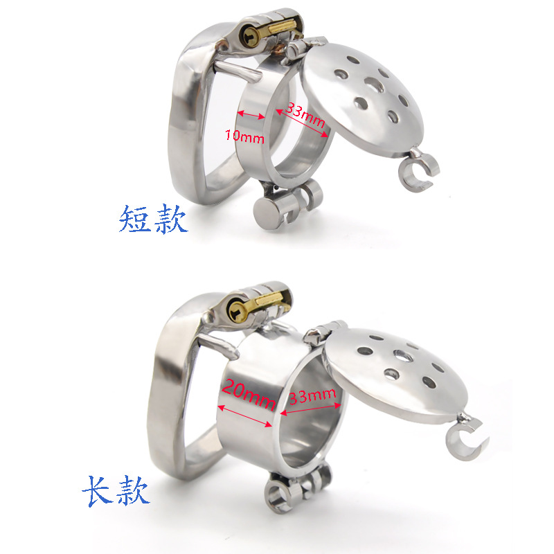 囚鸟新款男用不锈钢翻盖笼双暗锁短款贞操锁小号cb锁成人用品a406