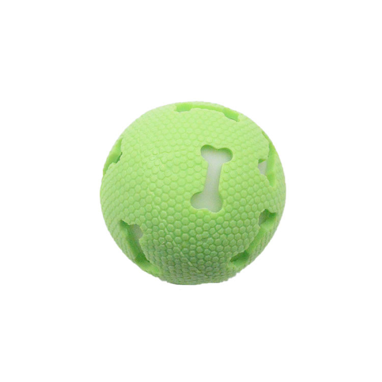 Cross-Border Dog Toy Elastic Ball Hollow Bone Luminous Ball 7.5cm Bite-Resistant TPR Pet Toy Factory Direct Supply