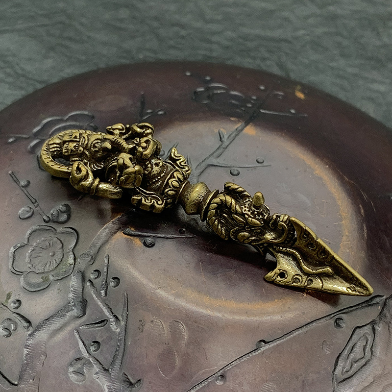 纯铜象神金刚镢藏传佛教密宗法器降魔杵金刚杵钥匙扣挂件地摊货