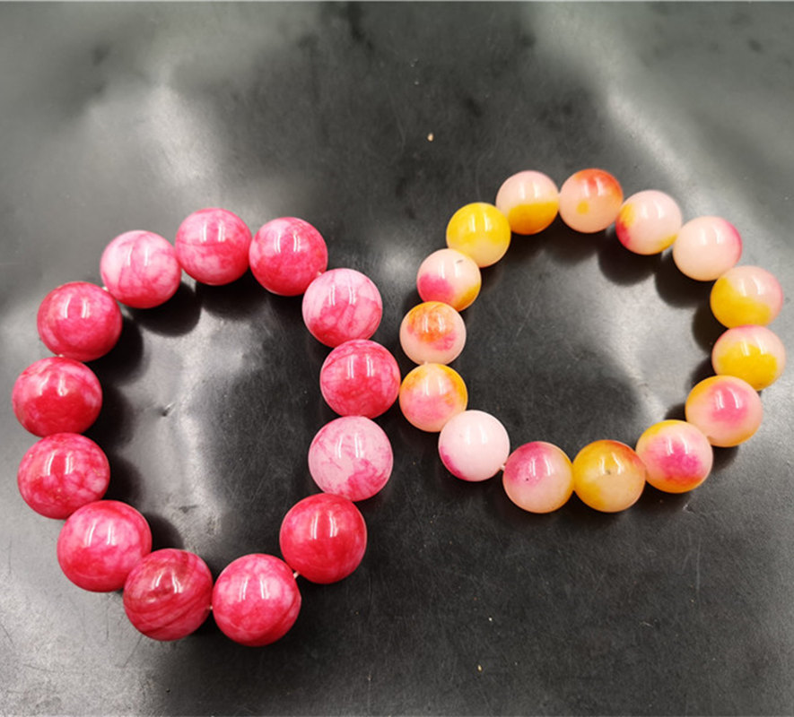 万玉批发16毫米红色鸡血玉圆珠手链男女款飘花桃花玉手串