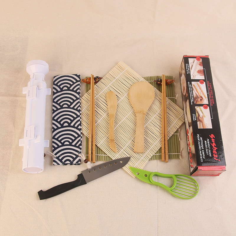 亚马逊热卖 做寿司工具套装日式全套 帘子 刀饭勺模具diy手工外贸