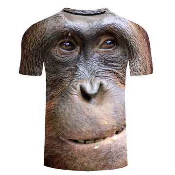 速卖通热卖 潮牌短袖t恤男装上衣服圆领 嘻哈大猩猩宽松大码 3d