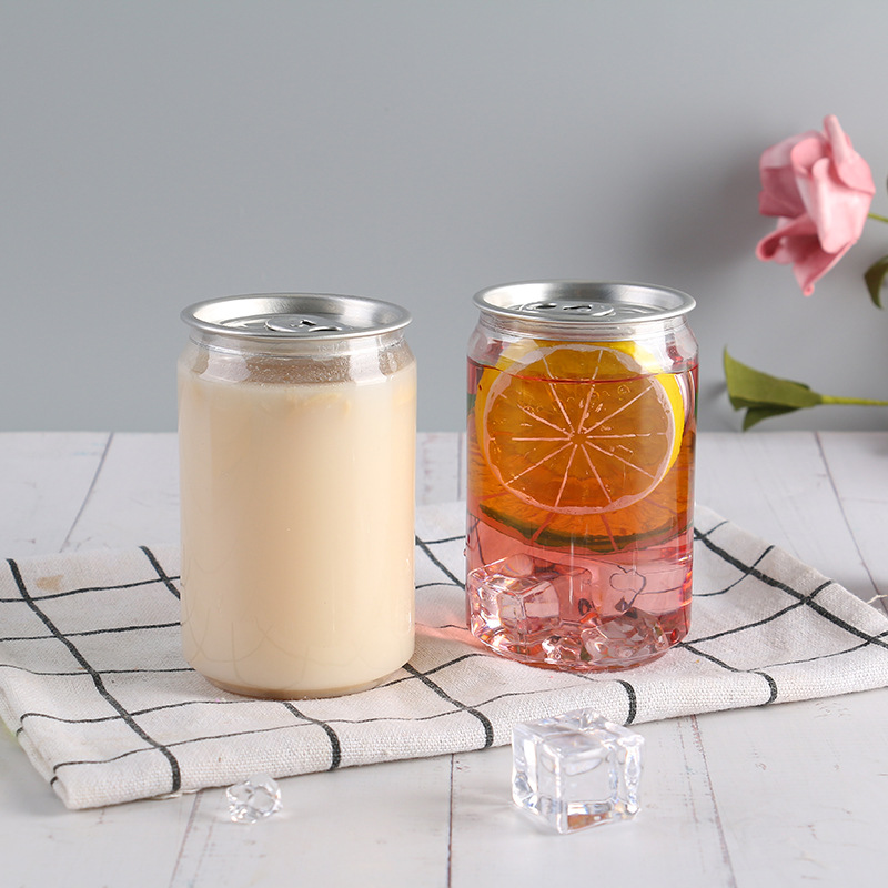 250毫升一次性饮料铝盖瓶子 pet透明网红果汁奶茶易拉罐瓶子 批发