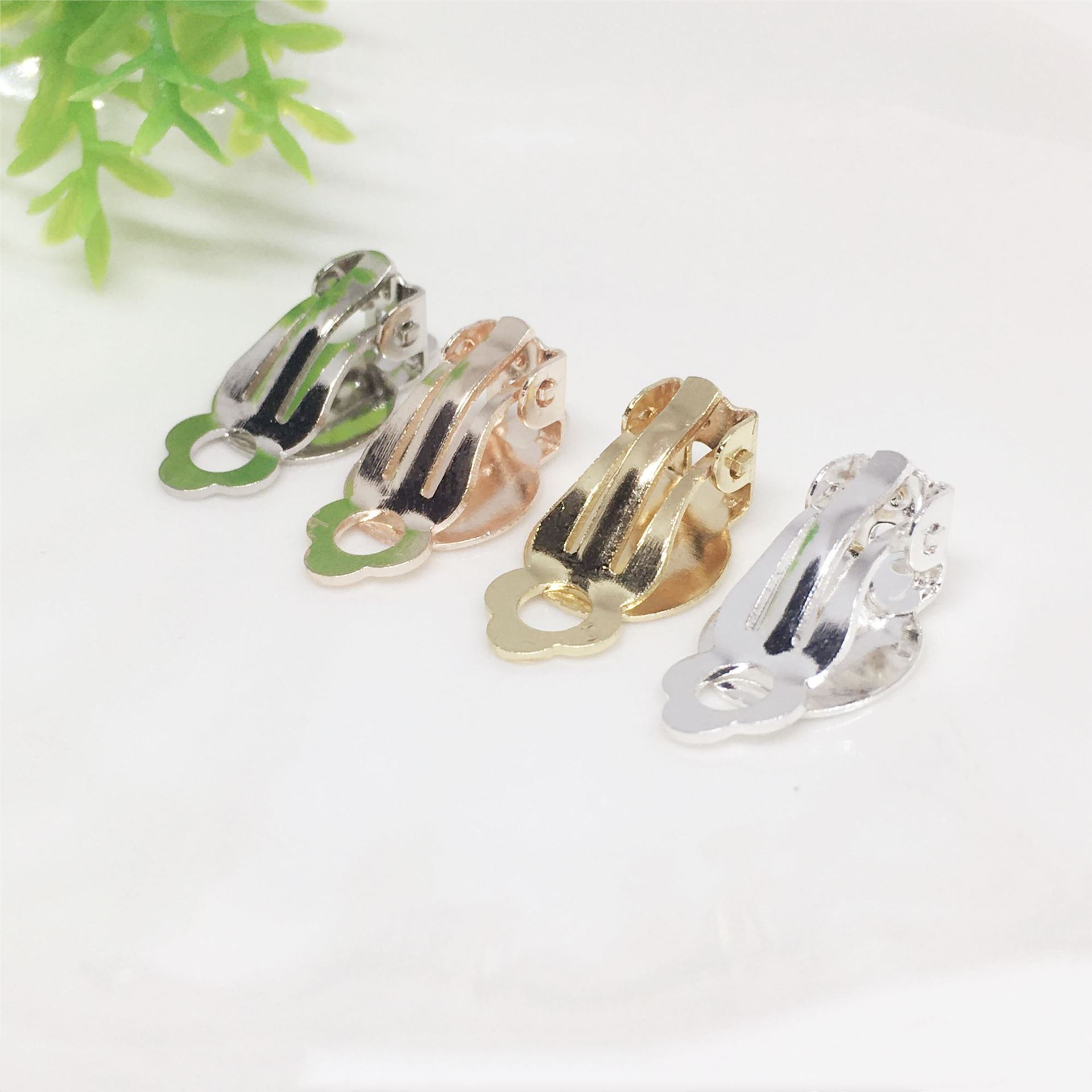 diy耳饰无耳洞夹扣配件铜10mm青蛙耳夹带吊粘饰品耳环改耳夹神器