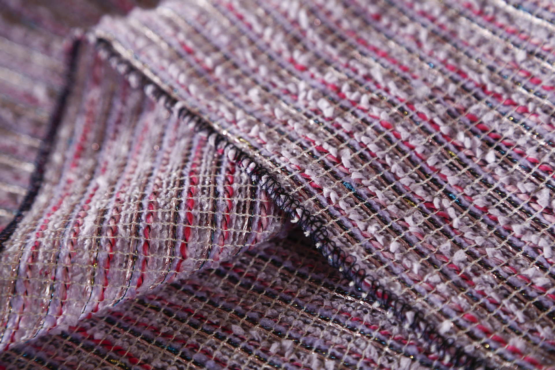 j014小香风布料 粗纺编织花呢 小香风外套面料 时装半身裙布料