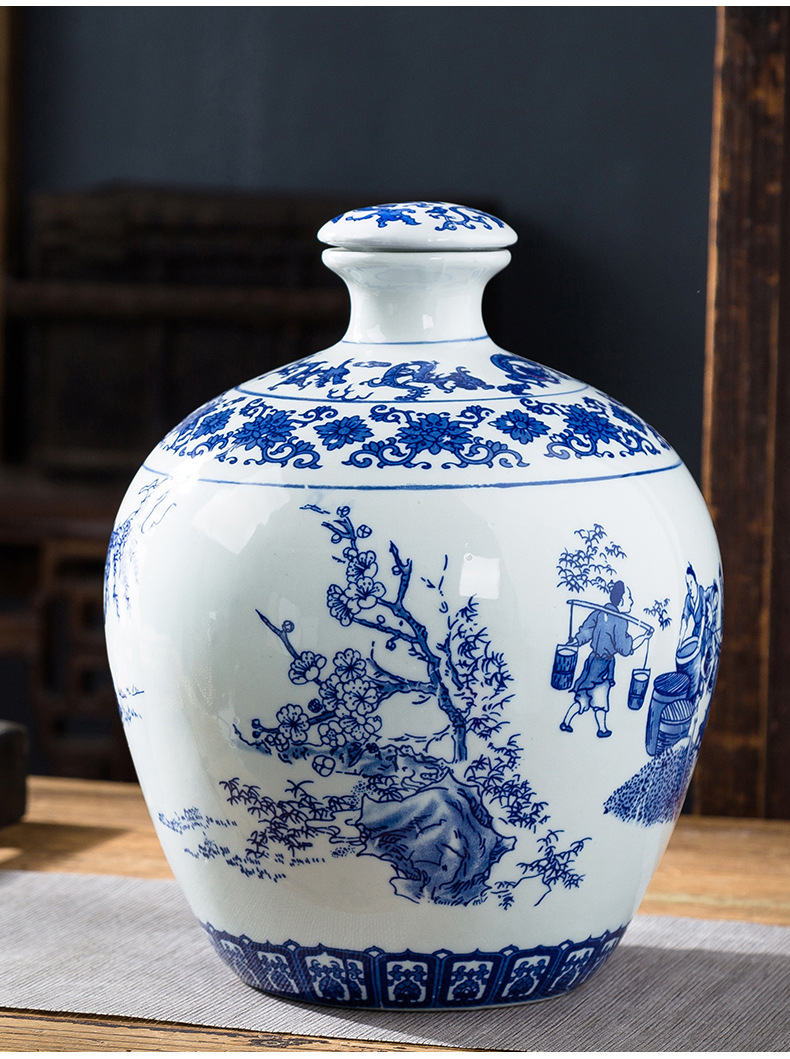 景德镇10斤陶瓷酒瓶 5kg 青花瓷密封家用泡药酒坛杨瓶酒罐空酒缸