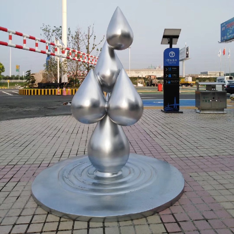铭匠不锈钢雕塑大型金属制品定制宁波城市抽象水滴雕塑