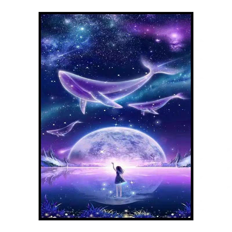 5d钻石画2020新款爆款海豚星空梦幻空间diy装饰画砖石画