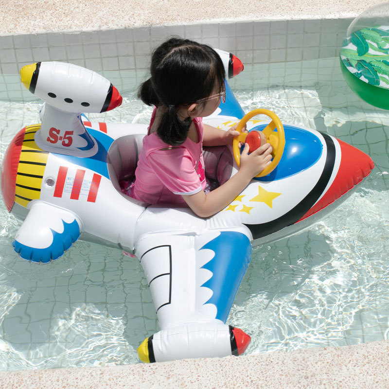 Internet Hot New Inflatable Child's Ring for Sitting Swimming Ring Baby Pedestal Ring Baby Aircraft Steering Wheel Thickened 1-6 Years Old