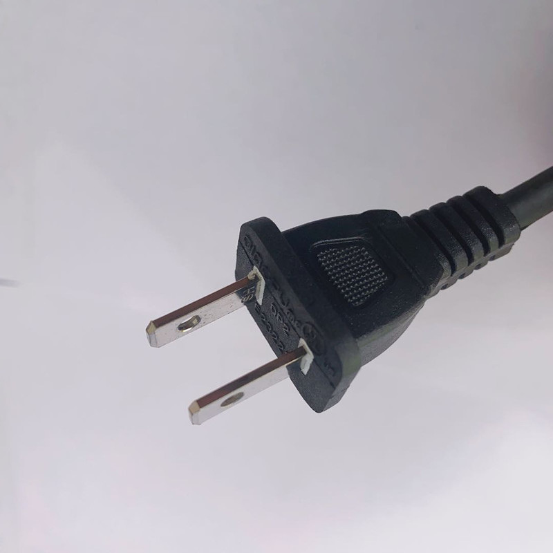 跨境110v二插头 美标美规美式电源线接头二扁插 3芯电源线插头