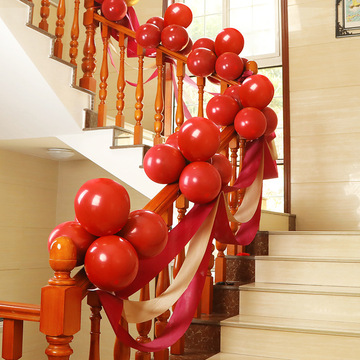 结婚楼梯扶手装饰婚庆用品拉花婚房护栏纱幔布置浪漫创意气球套装