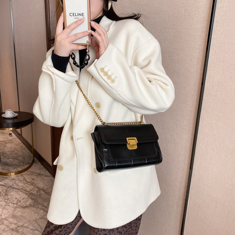 Textured Popular Small Square Bag 2020 Trendy New Style Chain Bag Women's Shoulder Messenger Bag Simple Casual