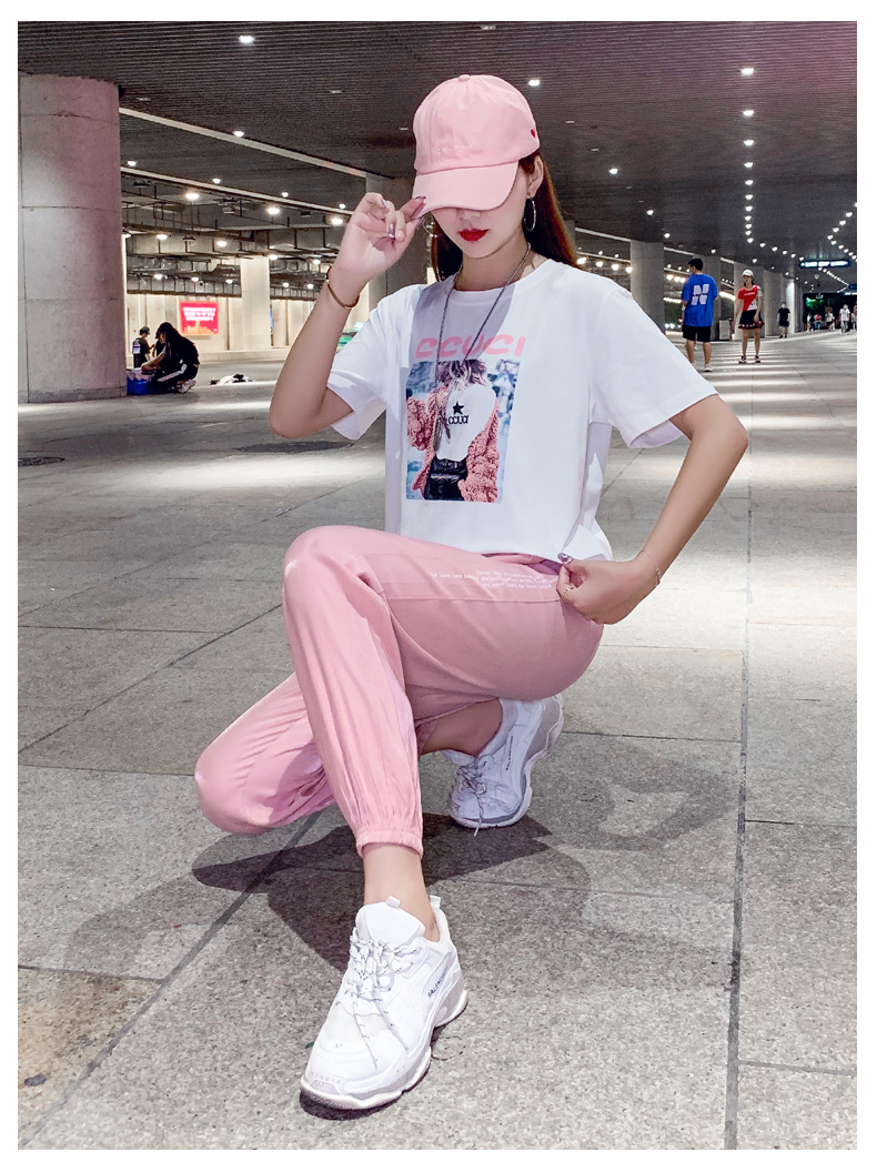 休闲套装女夏装2020新款洋气时尚潮流夏季广场舞两件套ins运动风