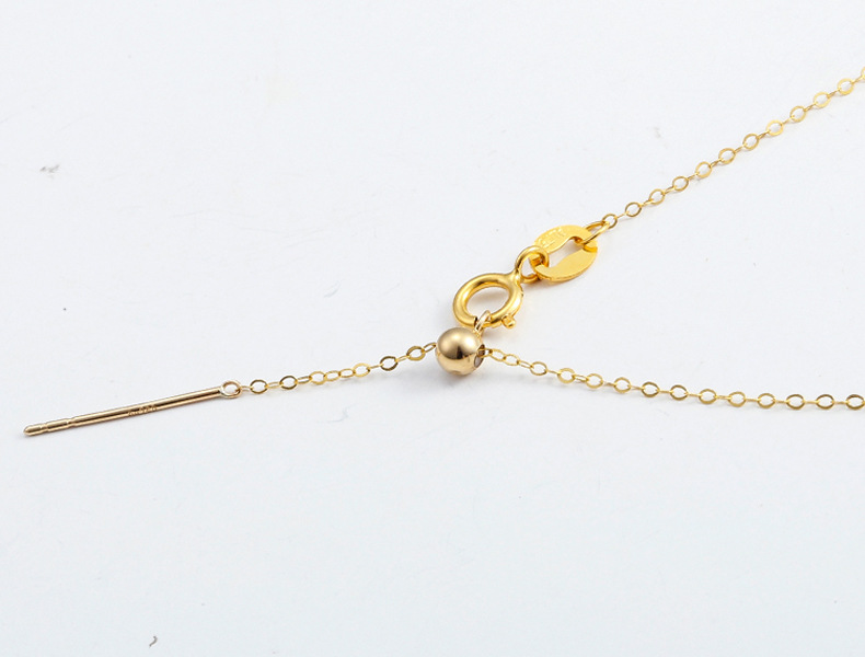 正品18k金万能项链 黄金o字链彩金k金针式可调节珍珠配件支持复检