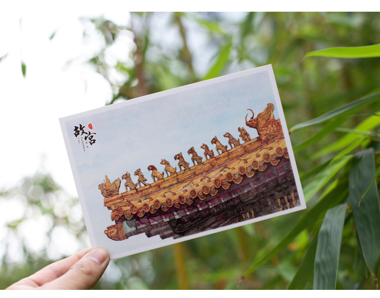 手绘故宫风景明信片卡片旅行文创特色创意纪念品礼品太和殿乾清宫