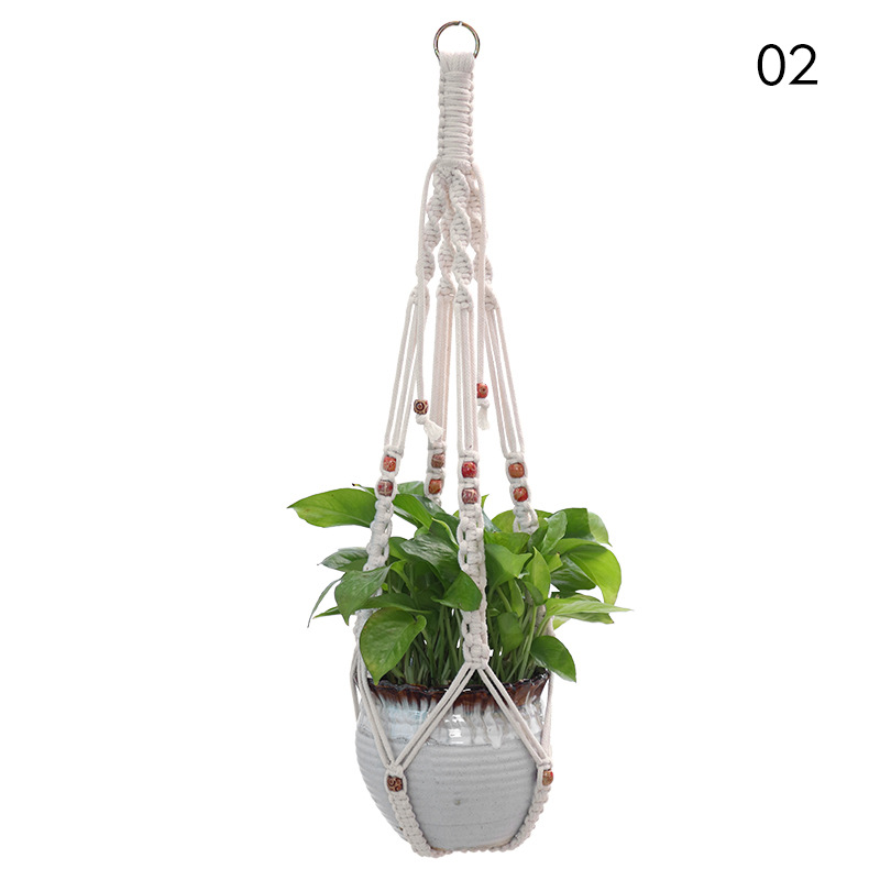 Handmade Woven Flower Pot Hanging Basket Home Greening Decorative Flower Pot Net Pocket Thick Rope Cradle and Flower Pot