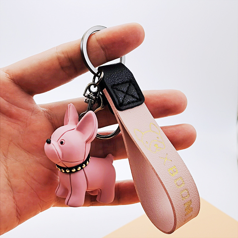 Internet Celebrity Ins Jarre Aero Bull Puppy Key Chain Wholesale Creative Cartoon Bulldog Car Key Chain Ring Cute Female Pendant