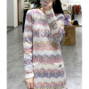 Bright line Goat Fleece thickening Jacquard weave T-shirts Long sleeve Long Socket Sweater Dress Autumn and winter On behalf of Bright line Goat Fleece thickening Jacquard weave T-shirts Long sleeve Long Socket Sweater Dress Autumn and winter On behalf of