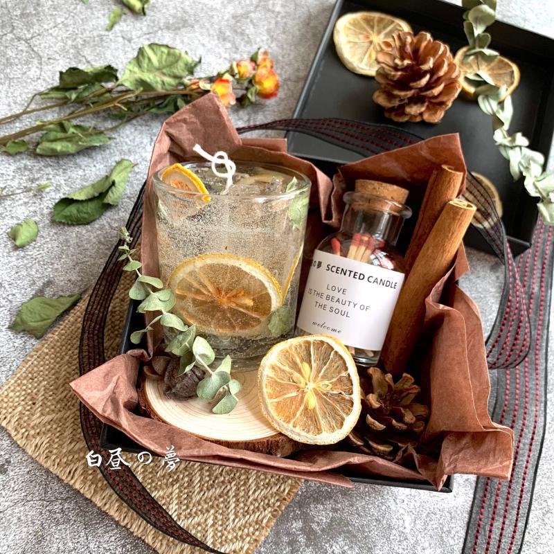 柠檬气泡香薰蜡烛礼盒少女心闺蜜生日礼物结婚伴手永生花创意礼品
