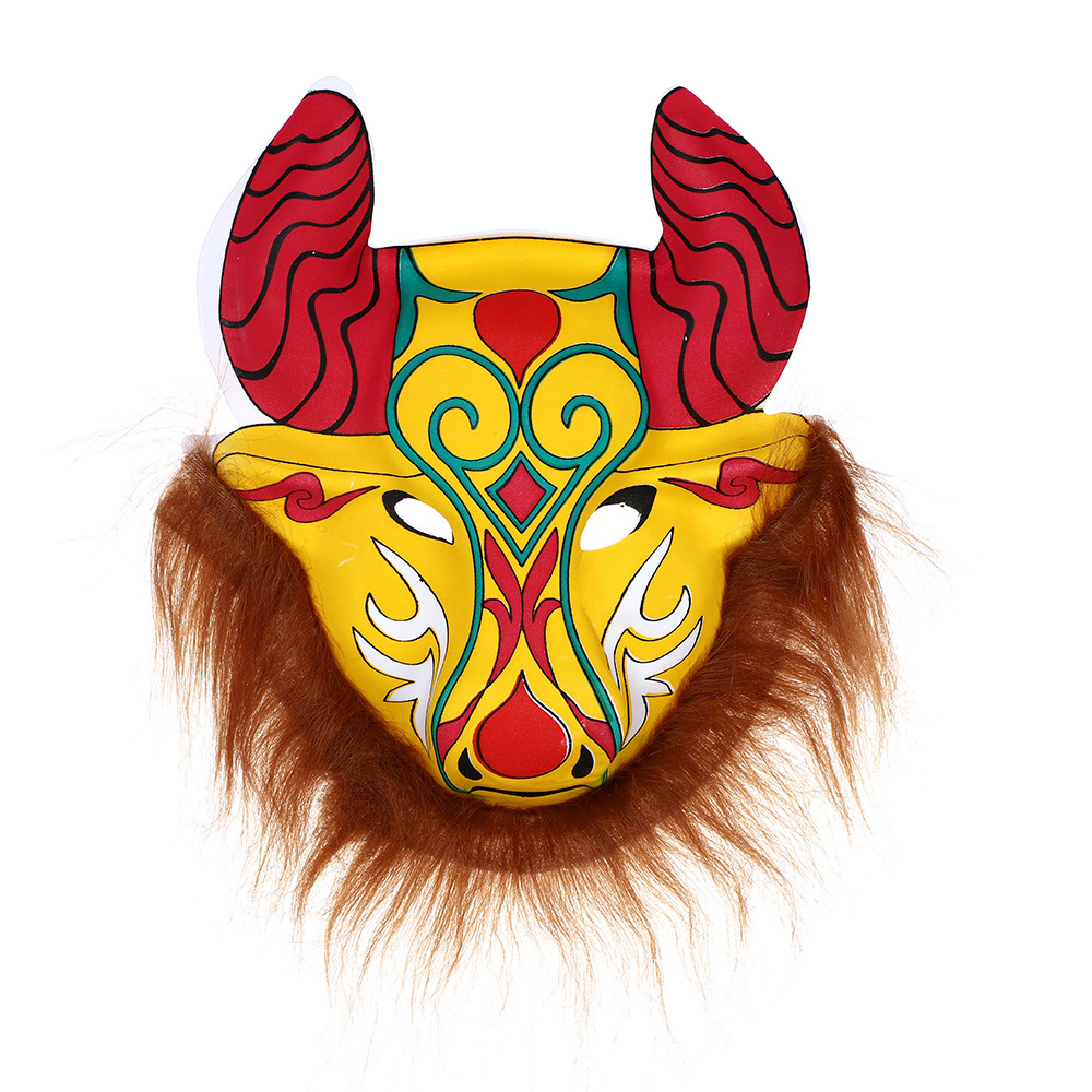 老虎面具儿童成人演出景区庙会义乌地摊货源批发eva毛毛动物面具
