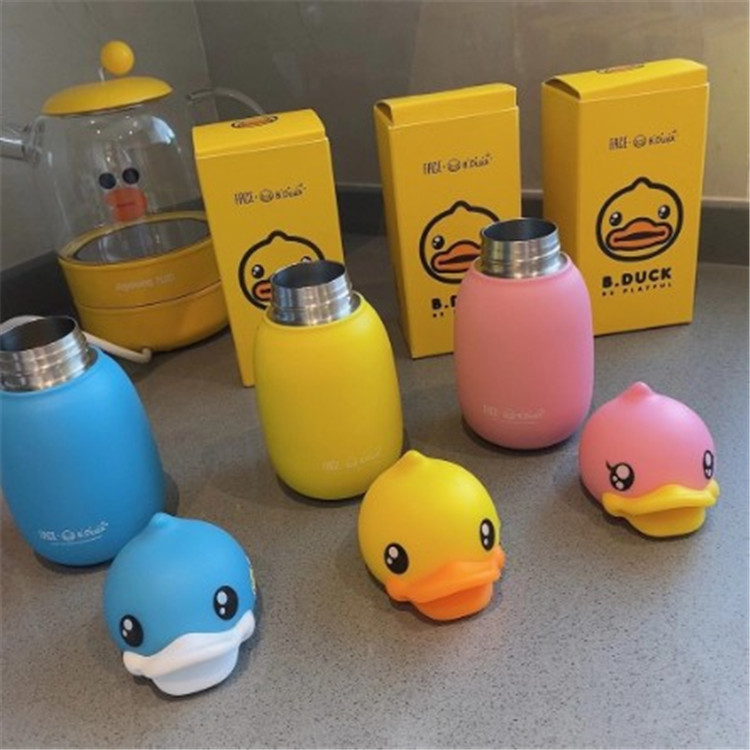 秋冬款b.duck小黄鸭保温杯女学生儿童宝宝可爱便携式不锈钢鸭嘴创