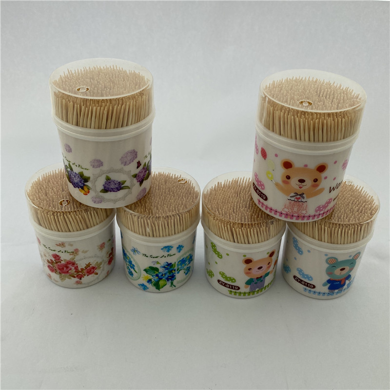 Toothpick High Quality Bottled Bamboo Toothpick C round Peony Bottle Disposable Toothpick Factory Direct Sales Can Be Negotiated