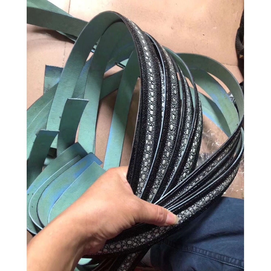 泰国排珠珍珠鱼半成品皮带用皮料 连珠公珍珠鱼皮料手工diy皮