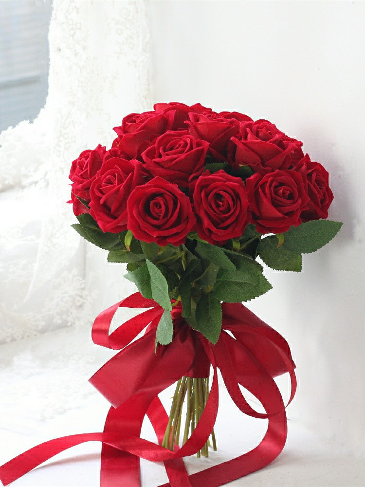 中式龙凤褂秀禾新娘结婚大红色手捧花刘诗诗同款高品质绒布玫瑰