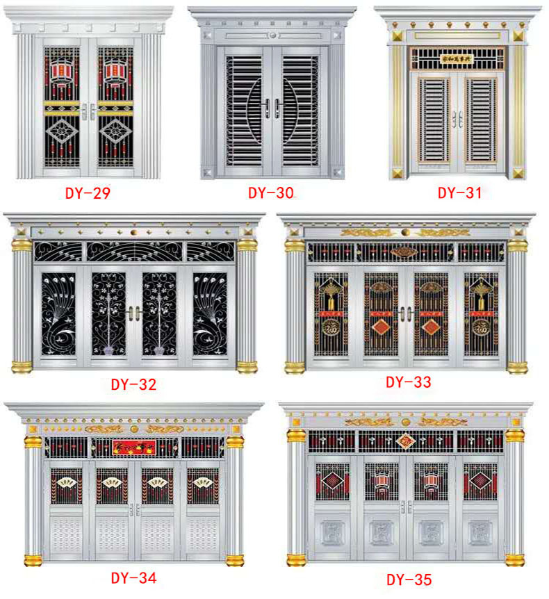 定制六开大门不锈钢大门商铺大门自建房大门别墅进户大门六开门